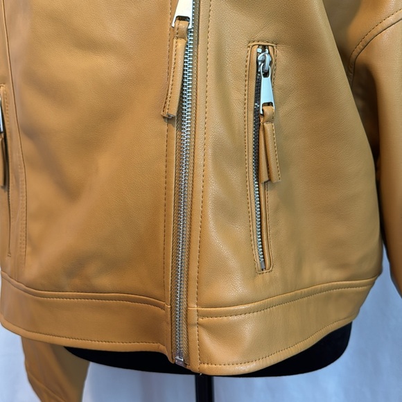 NWT Express Tan Faux Leather Moto-Style Jacket in Size XL - Picture 4 of 11